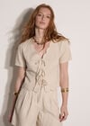 Linen Blend Tie-Up Top
, Stone, large