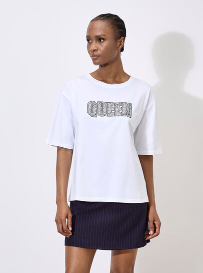 Rhinestone Queen Cotton T-Shirt