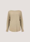 Metallic Ribbed Knit Jumper, Gold, large