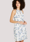 Scattered Flower Pleated Dress, Cream, large