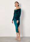 Bardot Velvet Midi Dress, Green, large