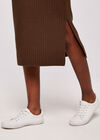 Ribbed Knit Midi Skirt, Brown, large