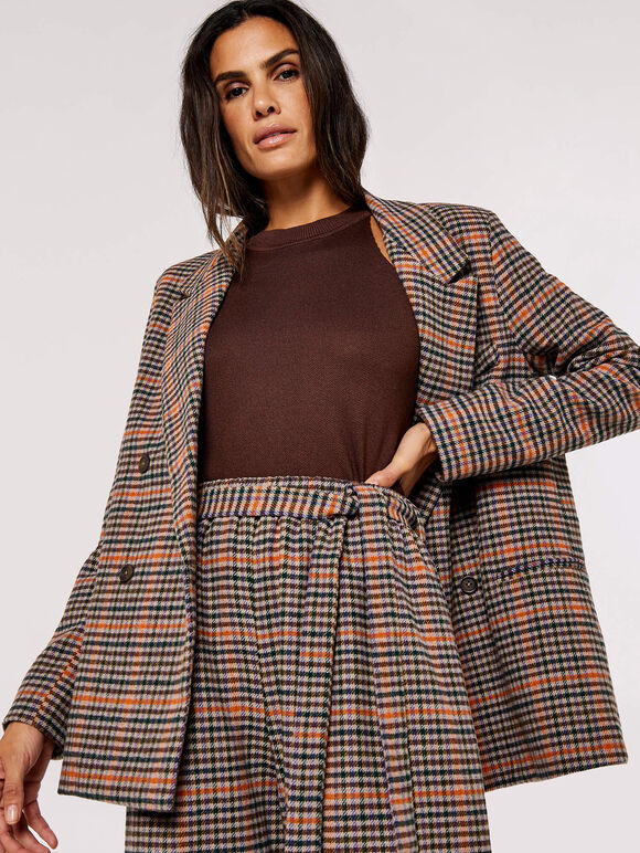 Heritage Warm Check Blazer, Brown, large