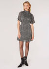 Irregular Spot Chiffon Mini Dress, Black, large