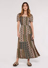 Paisley Patchwork Smocked Maxi Dress, Green, large