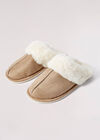 Furry Slip On Slipper, Stone, large