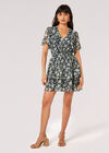 Watercolour Rose Tiered Mini Dress, Navy, large