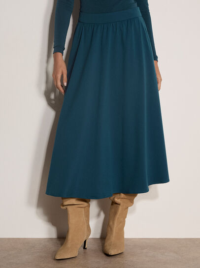 Brushed Twill A-Line Midi Skirt