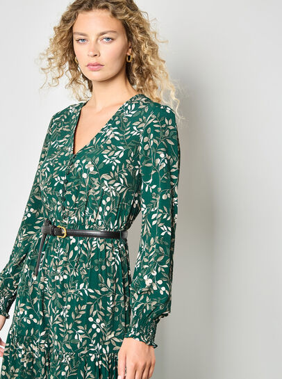 Eucalyptus Print Tiered Maxi Dress