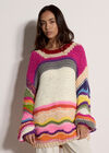 Multicoloured Wave Chunky Jumper, Assorted, large