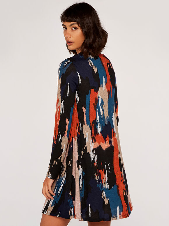 Paint Print Swing Mini Dress, Orange, large