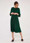 Pleat Ruffle Sleeve Midi Dress, Green, large
