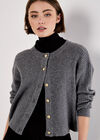 Soft Ribbed Knit Cardigan, Grey, large