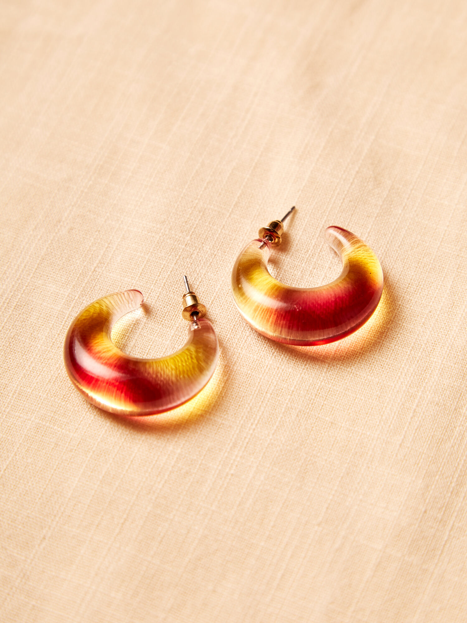 Resin Hoop Earrings Apricot Clothing