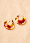 Resin Hoop Earrings, Red, large