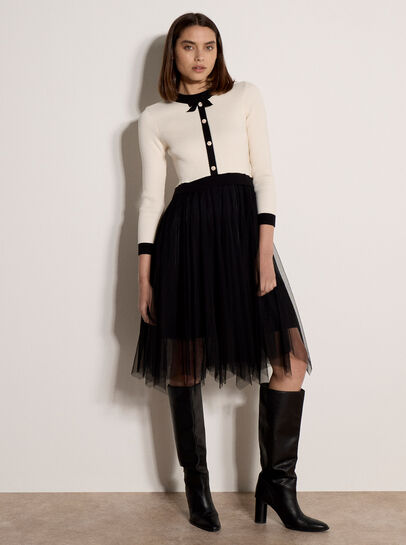 Tulle Skirt Knit Mini Dress