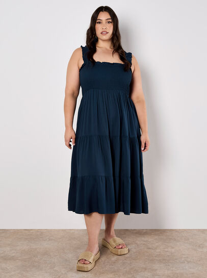 Smock Tiered Midi Dress