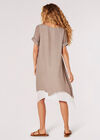 Slub Shimmer Tunic Mini Dress, Brown, large