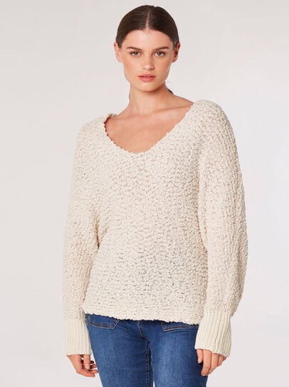 Popcorn Knit Batwing Jumper