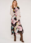 Abstract Floral Maxi Dress, Black, large