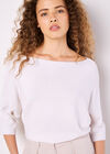 Stretch Knit Batwing Top, White, large