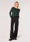 Waffle Knit Aran Jumper, Green, large