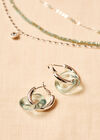 Resin Linked Hoop Earring, Silver, large
