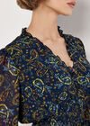 Paisley Ruffle Mini Dress , Navy, large