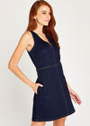 Blue Denim A-Line Shift Dress, Blue, large