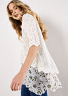 Pointelle Knit Layered Tunic Top, White, large