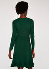 Knit Faux Wrap Ruffle Hem Dress, Green, large
