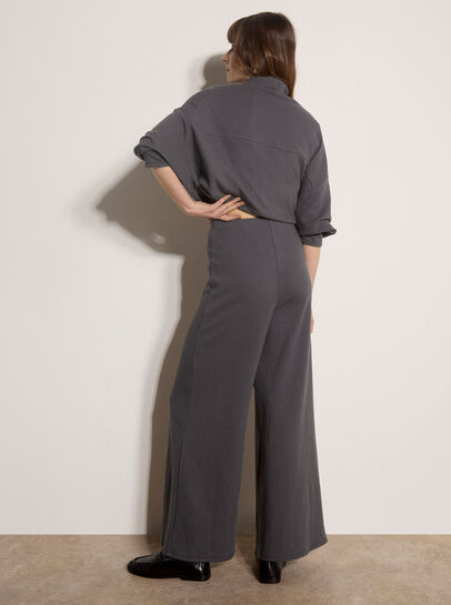 Waffle Jersey Knit Wide-Leg Joggers