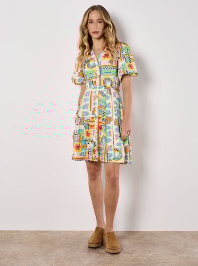 Tropical Patchwork Mini Dress
