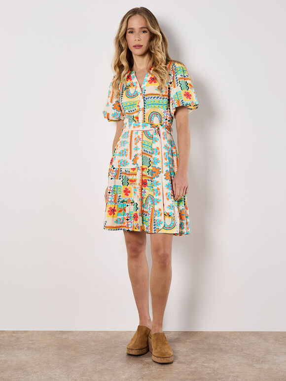 Tropical Patchwork Mini Dress, Assorted, large