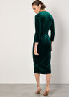 Glitter Velvet Wrap Midi Dress, Green, large