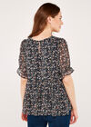  Floral Ruffle Tiered Top, Navy, large