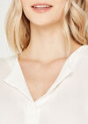 Pleat Front V Neck Sleeveless Top, Cream, large