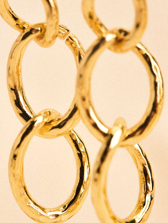 24K Gold Plated Interlock Hoop Earrings, Gold, large