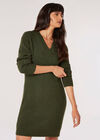 Ribbed Knit Jumper Mini Dress, Green, large