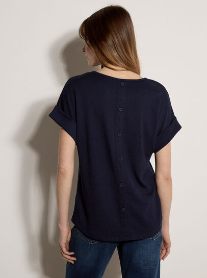Button Back Textured T-Shirt