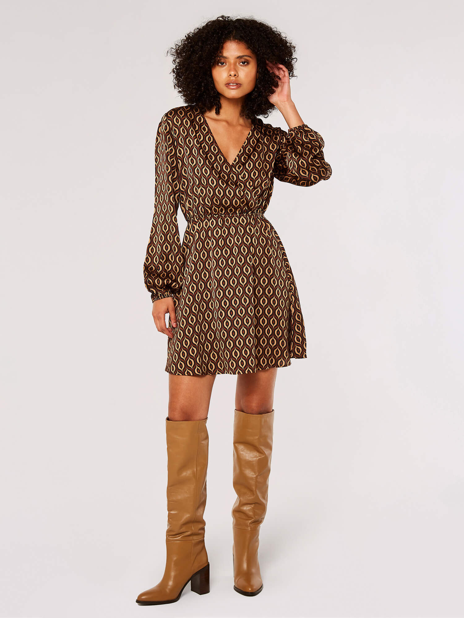 Apricot leopard print dress hot sale