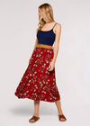 Blossom  Belted Midi Skirt, Red, large