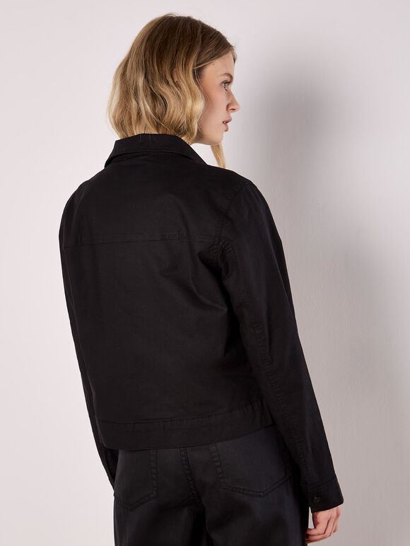 Cotton Cargo Jacket, Black, large