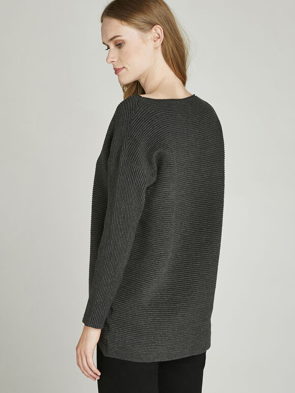 Ribbed Jumper, Grey, large