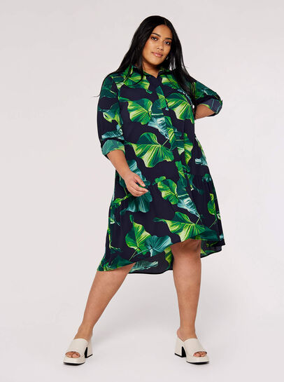 Curve Leaf Shirt Mini Dress