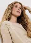 Crochet Flower Knitted Jumper, Stone, large