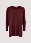 Ribbed Side Split Top, Burgundy, large