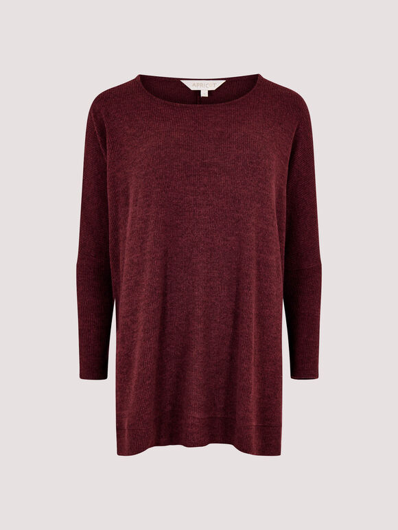 Ribbed Side Split Top, Burgundy, large