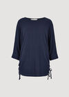 Soft Touch Drawstring Batwing Top, Navy, large