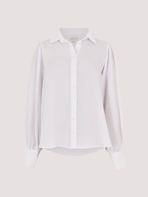 Balloon Sleeve Shirt, White, large